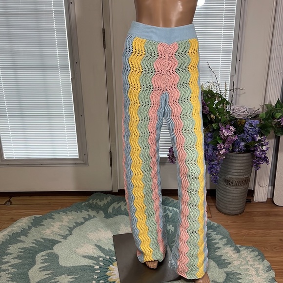 Casablanca Rainbow Gradient Crochet Flare Trousers - Picture 10 of 14